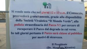 cartello lavori parco